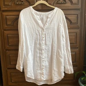 •Sigrid Olsen•100% LINEN•Lagenlook Tunic Top w/POCKETS• Medium